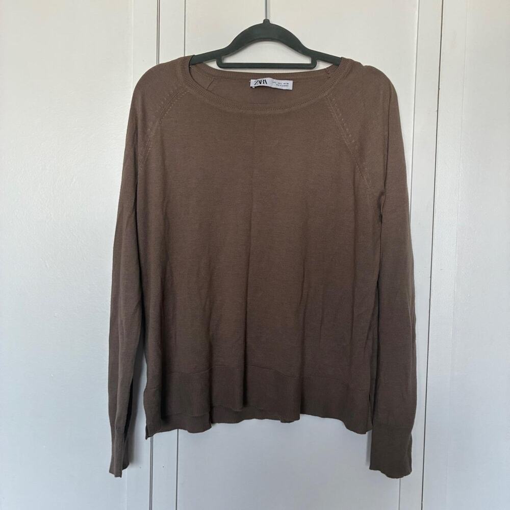 Zara brown long sleeve top